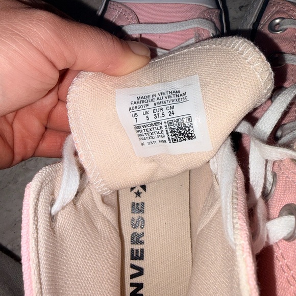 Converse Pink Canvas High-Tops - Picture 6 of 6